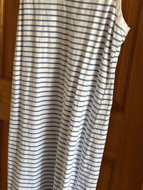 Women’s Blue and White Striped Sleeveless Dress 100% Cotton Sz 16-18